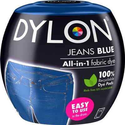 350g Machine Fabric Dye | All-in-1 Machine Dye Pod Fabric Wash for Coloring Clothes, Bed Sheets | Arts & Crafts, Textile, Home Decor, Intense Black (Jeans Blue, 350 Gram)