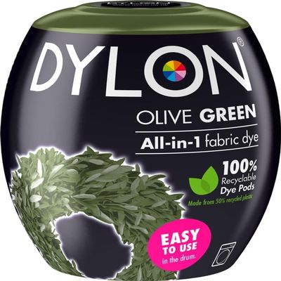 350g Machine Fabric Dye | All-in-1 Machine Dye Pod Fabric Wash for Coloring Clothes, Bed Sheets | Arts & Crafts, Textile, Home Decor, Intense Black (Olive Green, 350 Gram)