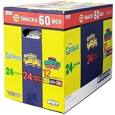 Crisps Multipack Snack Box Bulk Buy - Mega Walkers Crisps Snacks Variety Box of 60 Crisps Share Bag.