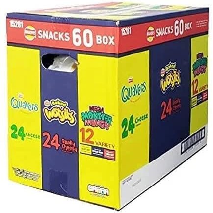 Crisps Multipack Snack Box Bulk Buy - Mega Walkers Crisps Snacks Variety Box of 60 Crisps Share Bag.