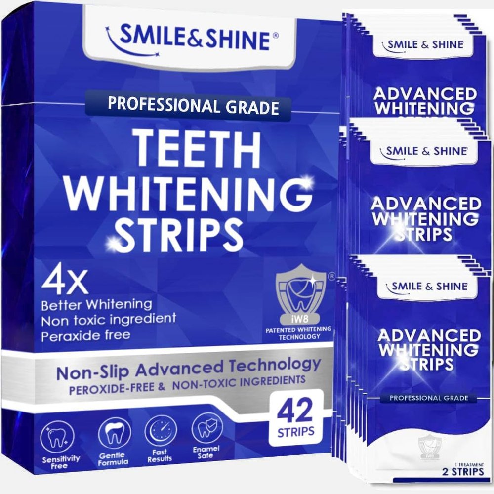 Professional Teeth Whitening Strips - 21 Treatments - Non-Sensitive, Enamel-Safe Formula - Peroxide-Free Strips for Gentle, Effective at-Home Whitening - Dentist Approved