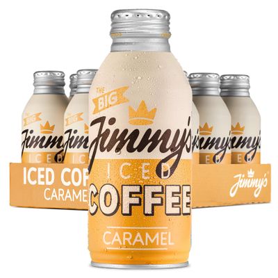 Jimmy's Iced Coffee The Big Caramel BottleCan 12 x 380ml Multipack - Chilled Rainforest Alliance Arabica Coffee Energy Drink