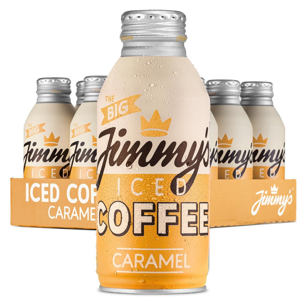 Jimmy's Iced Coffee The Big Caramel BottleCan 12 x 380ml Multipack - Chilled Rainforest Alliance Arabica Coffee Energy Drink