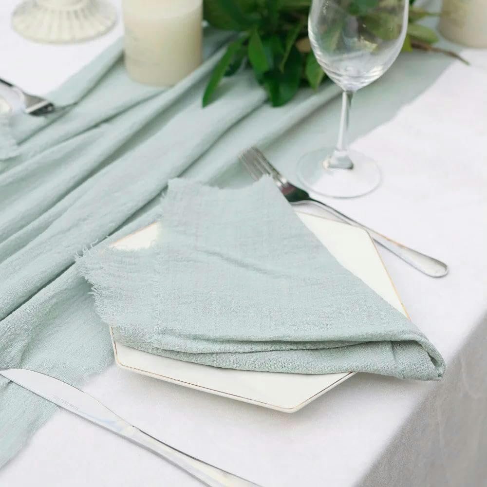 100piece 42x42cm Napkins Table Decoration Cotton Gauze Tea Towel Dining Place Mats Restaurant Supplies-Light Green