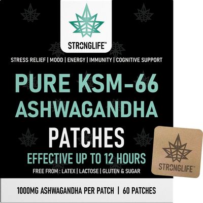 Pure Ashwagandha KSM-66 1000mg Transdermal Patches 60 Patches for Stress Relief, Energy, and Mental Clarity | High Absorption, Like Capsules and Powder, Easy to Use, Long-Lasting.
