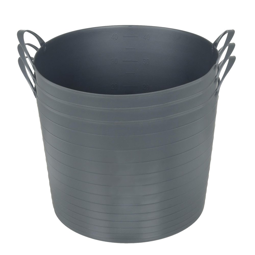 Azuma 42L Flexi Tubs 3 Pack - Versatile Large Garden Tubs with Handles, Handy Builders Buckets Heavy Duty, Ideal Bath Bucket & Flexi Bucket, Durable Flexible Buckets for Home & Garden (Grey)