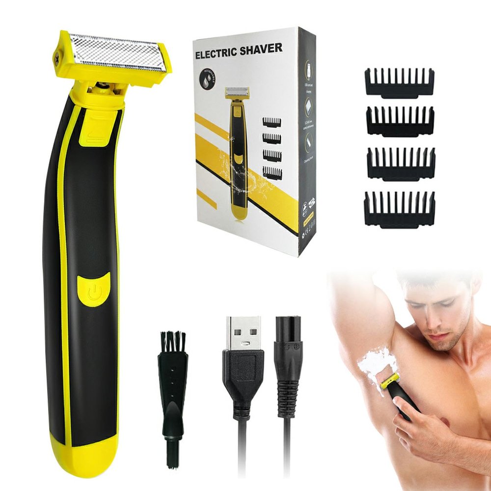 Afenau Full Body Washed Wet and Dry Shaver for Men, Mens Electric Shaver Waterproof, Dry Wet Dual Shaving, USB Rechargeable Electric Razor Body Shavers, Body Hair Trimmer for Men, Facial Shaver