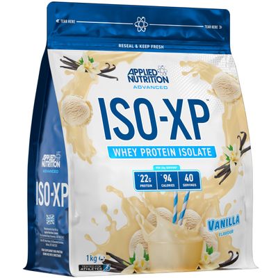 Applied Nutrition ISO-XP Whey Protein Powder  22g Protein, Low Fat, Low Carb Whey Isolate Protein Powder, Rich in Amino Acids, Grass-Fed, Soy Free, Halal Certified (1kg - 40 Servings) (Vanilla)