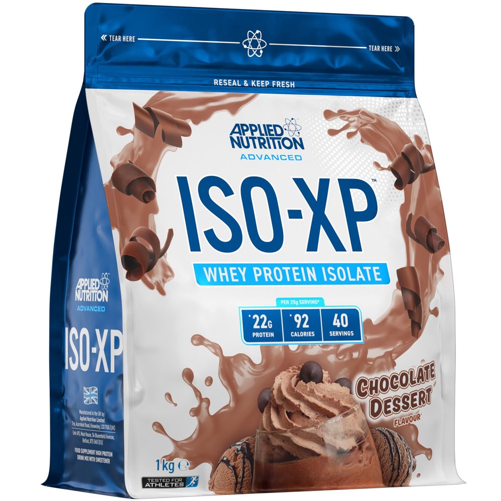 Applied Nutrition ISO-XP Whey Protein Powder  22g Protein, Low Fat, Low Carb Whey Isolate Protein Powder, Rich in Amino Acids, Grass-Fed, Soy Free, Halal Certified (1kg - 40 Servings) (Chocolate)