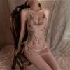 cxbyjyg Sexy underwear sexy pure desire belly-pocket pile collar gauze perspective pajamas view 2