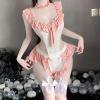 cxbyjyg Sexy lingerie sexy cute maid outfit hot two dimensional role play uniform set Pink view 3