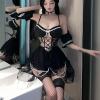 cxbyjyg Sexy pure desire Lolita dress cosplay sexy lingerie maid uniform seduction suit Black view 4