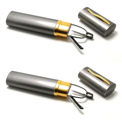 TWINKLE TWINKLE 2 PACK Reading Glasses Slim Eyeglasses with Pen Clip Tube Case Portable Lightweight UK R282 (2 Pairs Gunmetal, +225 Magnification)