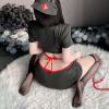 cxbyjyg Sexy underwear sexy nurse dress hot hollow-out pure want to bag hip skirt uniform pajamas Black view 4