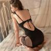 cxbyjyg Sexy underwear sexy pure desire French slip nightdress hot mesh patchwork transparent pajamas Black view 4