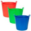 Amtech - 3 Pack Flexi Tub for Carrying Water, Soil, Bricks, Animal Feed and More, Super Strong Reinforced Handles, Durable and Long Lasting, Heavy Duty, Cold Resistant (Red, Green & Blue) (26L) view 1