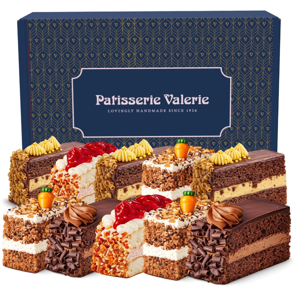 Patisserie Valerie Madame Valerie's Patisserie Box - 10 handmade cake slices - Caramel, Honeycomb & Chocolate, Strawberry Gateaux, Carrot Cake & Double Chocolate Gateaux - Ideal for Afternoon Tea