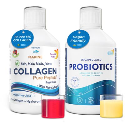 Swedish Nutra - Marine Collagen Sugar-Free & Probiotics I for Beauty and Gut Health I 100% Natural Flavour I Lactose & Gluten-Free