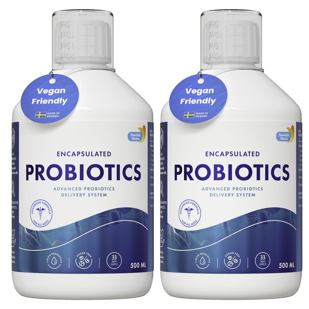 Swedish Nutra - Probiotics - 2 Packs of 500ml, 66 Day Supply I for Gut Health I 100% Natural Lemon Flavour | Vegan and Gluten-Free