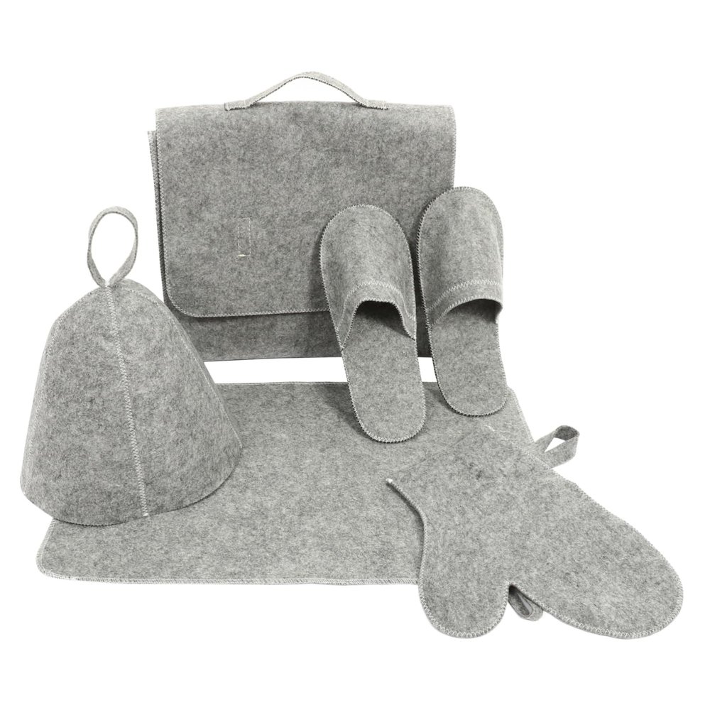 Beatifufu Sauna Hat Felt Thickened for Men Women Gloves Slipper Storage Bag Sauna Bathing Comfortable Use at Home