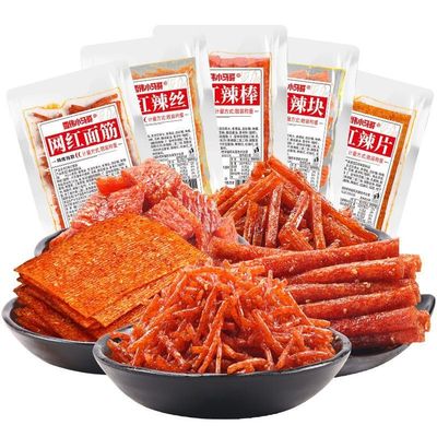 6 flavors mixed spicy spicy latiao,spicy big gluten, instant spicy slices spicy shreds, snack food,delicious Chinese snacks gifts, spicy sweet spicy,handmade spicy mala latiao (Mixed taste,20packs)