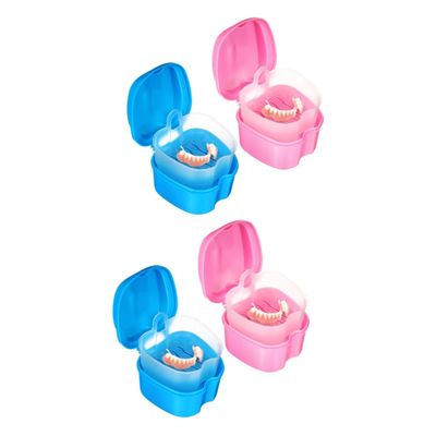 Baluue 4pcs Portable Denture Case Travel-Sized Denture Container for Household Use for Daily Wear for Outdoor Activities