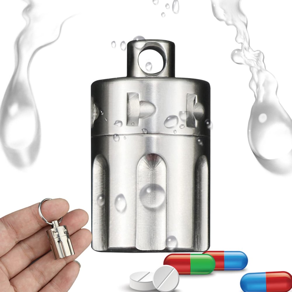 Small Travel Pill Holder, Pill Carry Case Titanium, Waterproof Pill Container, Pill Fob Capsule Outdoor Daily Pill Bottle Bpa Free Portable Pill Box Organiser