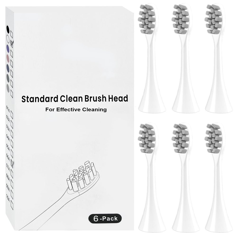 6 Pack Replacement Brush Heads Compatible with Suri Electric Toothbrush for Suri Replacement Toothbrush Heads, White