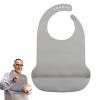 1 Pcs Gray Adult Bib,Washable Silicone Adult Bibs with Pocket,Waterproof Feeding Elderly Eating Bib Clothing Protectors Reusable Dirty-Proof Apron Mealtime Crumb Catcher for Elderly Senior,Men, Women view 1