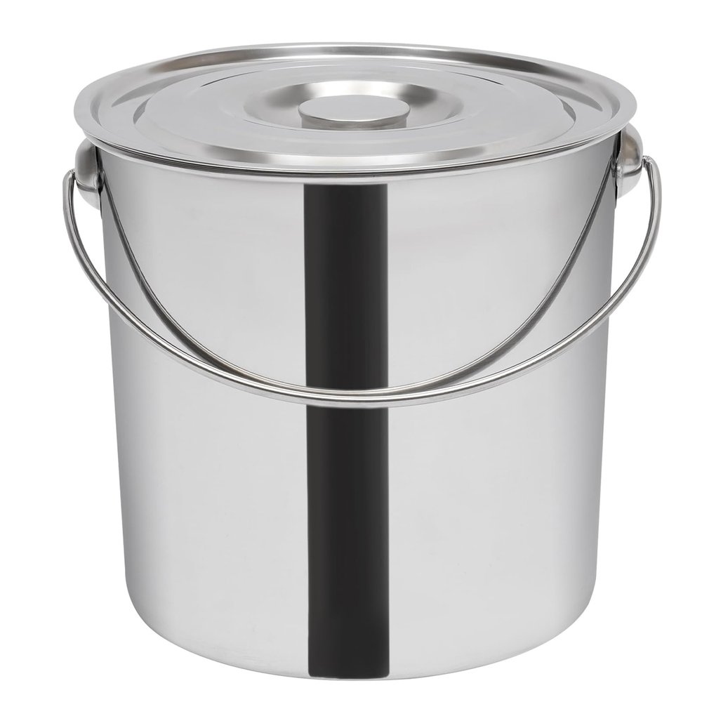 TONFEION Stainless Steel Bucket, Water Bucket, Milk Bucket, Thickened Kitchen Bucket, Feeding Bucket with a Lid, for Kkitchen, Industry, Catering (20L)