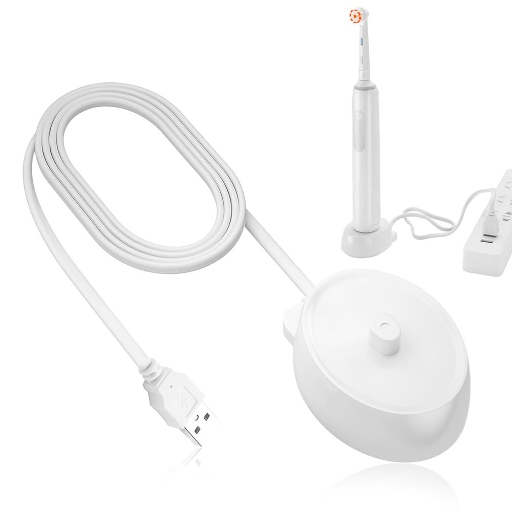 for Oral B Electric Toothbrush Charger USB Plug Inductive Toothbrush Replacement Base Compatible with B-raun Pro 3 iO3 iO4 iO5 iO6 Type 3757 Charging Base Waterproof Universal USB Plug Adapter