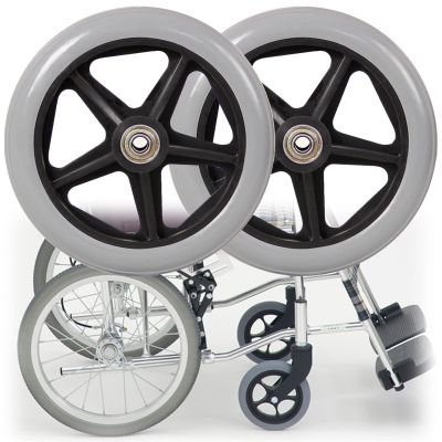 2 Pcs Wheelchair Casters, 6" 7" 8" Solid Wheel Replacement For Wheelchairs Walker, Black/Grey, Mounting Hole Diameter 0.3", Silence & Anti-wear, Front Wheelchair Wheel Replacement Part(Grey,170mm (7