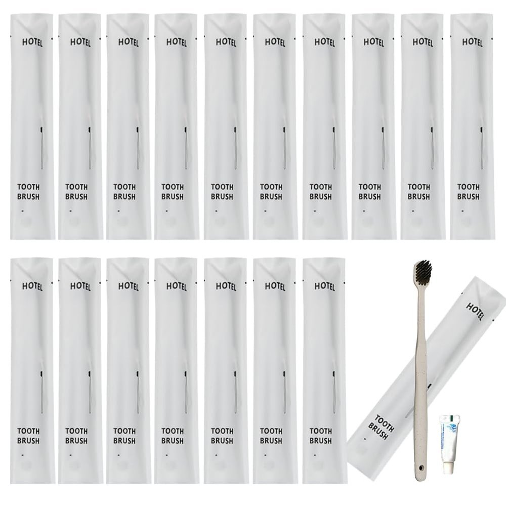 20Pcs Individually Wrapped Bulk Disposable Toothbrushes with Toothpaste,Travel Toothbrushes for Guest, Soft Bristles Hotel Toothbrush Kit, Guest's Toothbrushes for Home Hotel Travel