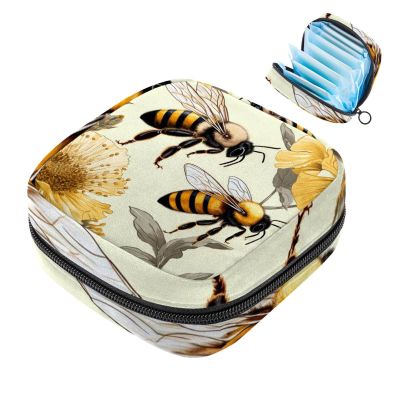 Period Kit Bag for Girls Women Ladies, Starry Sky and Bee-1230 Sanitary Napkin Disposal Bags, Large Capacity Zipper Menstrual Pad Pouch