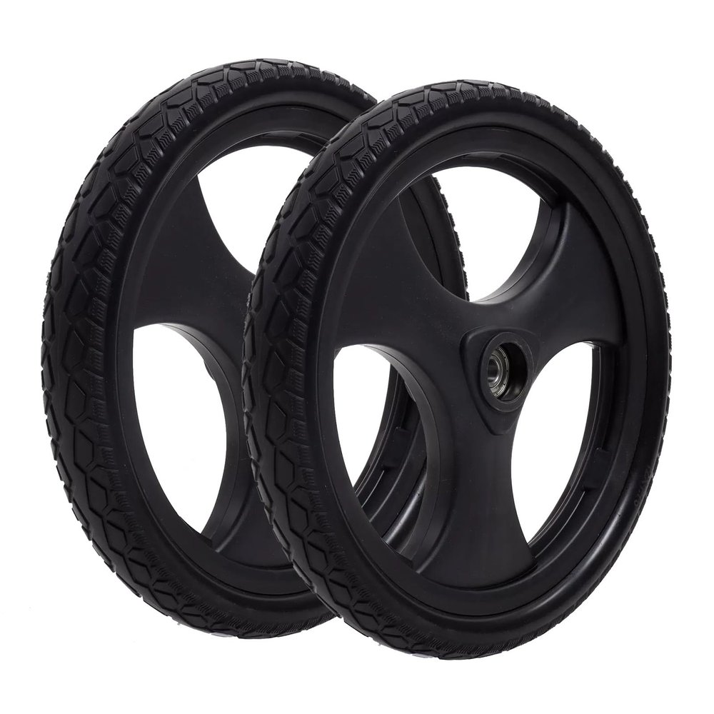 16 Inch Wheelchair Rear Wheel Replacement 1 Pair, Non-Inflatable Rubber Tires, Wheelchair Rollators Walkers Wheels Assembly