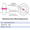 16 Inch Wheelchair Rear Wheel Replacement 1 Pair, Non-Inflatable Rubber Tires, Wheelchair Rollators Walkers Wheels Assembly view 3