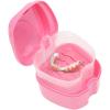 Aczyqws Denture Bath Case Portable Orthodontic Dental Retainer Box False Teeth Storage Container for Denture, Invisalign, Braces, Mouth Guard Travel Cleaning Retainer False Teeth Container(Pink) view 1