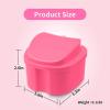 Aczyqws Denture Bath Case Portable Orthodontic Dental Retainer Box False Teeth Storage Container for Denture, Invisalign, Braces, Mouth Guard Travel Cleaning Retainer False Teeth Container(Pink) view 2