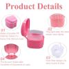 Aczyqws Denture Bath Case Portable Orthodontic Dental Retainer Box False Teeth Storage Container for Denture, Invisalign, Braces, Mouth Guard Travel Cleaning Retainer False Teeth Container(Pink) view 3