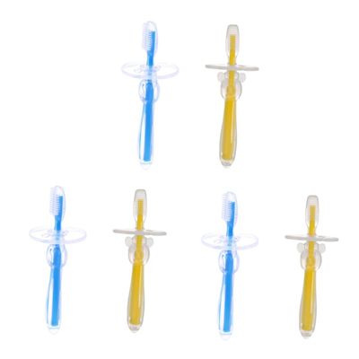 COLLBATH 3sets Newborn Toothbrush Silicone Training Brush Bristle Umbrella-Shaped Safety Brush 2pcs*3