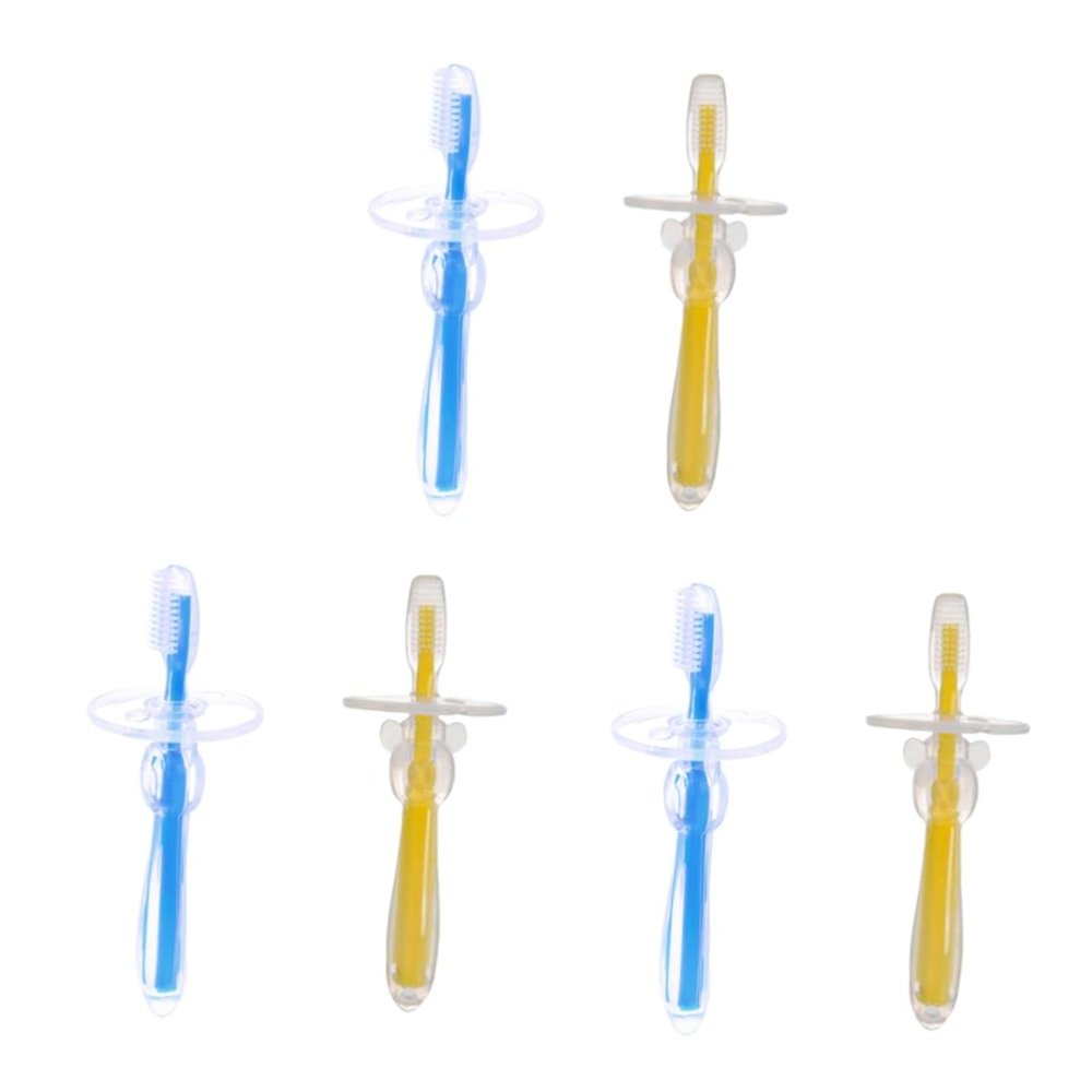 COLLBATH 3sets Newborn Toothbrush Silicone Training Brush Bristle Umbrella-Shaped Safety Brush 2pcs*3