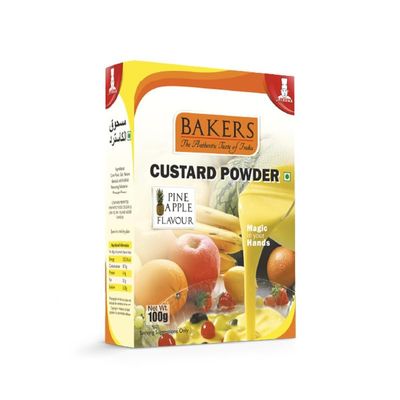Bakers Pineapple Flavoured Custard Powder, Thick and Pulpy Contains No Eggs Easy to Make - 100g (Pack Of 1)