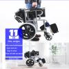 Lightweight Wheelchairs for Adults, Ultra Lightweight Folding Wheelchair with Handbrakes Breathable Cushions, Disabled Wheel Chair Trolley Hand-Push Mobility Scooter(Red) view 2