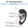 1 Pair 14 Inch Solid Wheel Replacement for Wheelchair Walkers Rollators Wheel Accessories, Polyurethane Tire, ABS Wheel Hub view 3