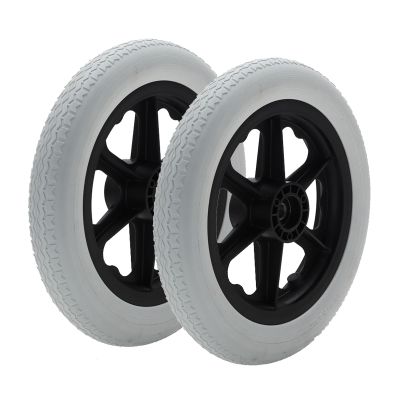 12in Wheelchair Wheels Assembly, 2Pcs Wheelchair Rear Wheel Replacement, Non-Inflatable Solid Tire, ABS Wheel Hub, 1/2" Bearings