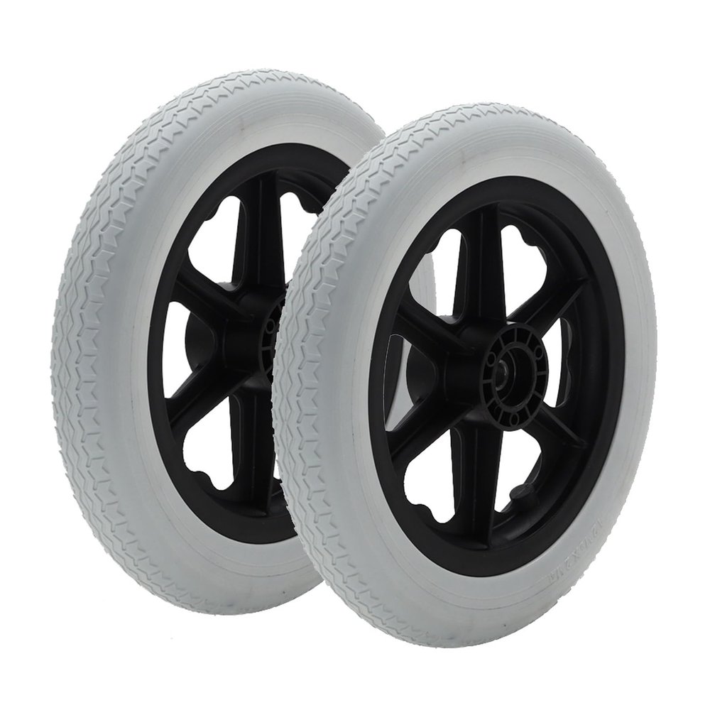 12in Wheelchair Wheels Assembly, 2Pcs Wheelchair Rear Wheel Replacement, Non-Inflatable Solid Tire, ABS Wheel Hub, 1/2" Bearings