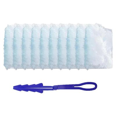 Aczyqws 10 Flash Duster Magnet with 1 Extender Handle, Dust Magnet Flash Dusters Refills, Fluffy Duster for Cleaning, Trap And Lock Away Dust, Dirt And Hair In No Time