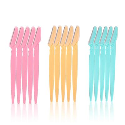 15 Pieces Eyebrow Trimmer Portable Facial Hair Remover with Precision Cover for Women and Men(Pink+Yellow+Green)