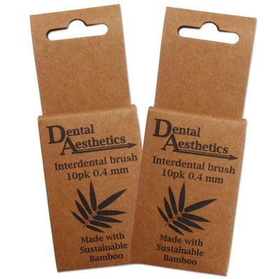 Bamboo Interdental Brushes 2 Packs ~ 10 Brushes Per Pack (Brown, 0.4 + 0.4)