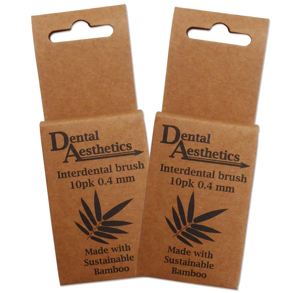 Bamboo Interdental Brushes 2 Packs ~ 10 Brushes Per Pack (Brown, 0.4 + 0.4)